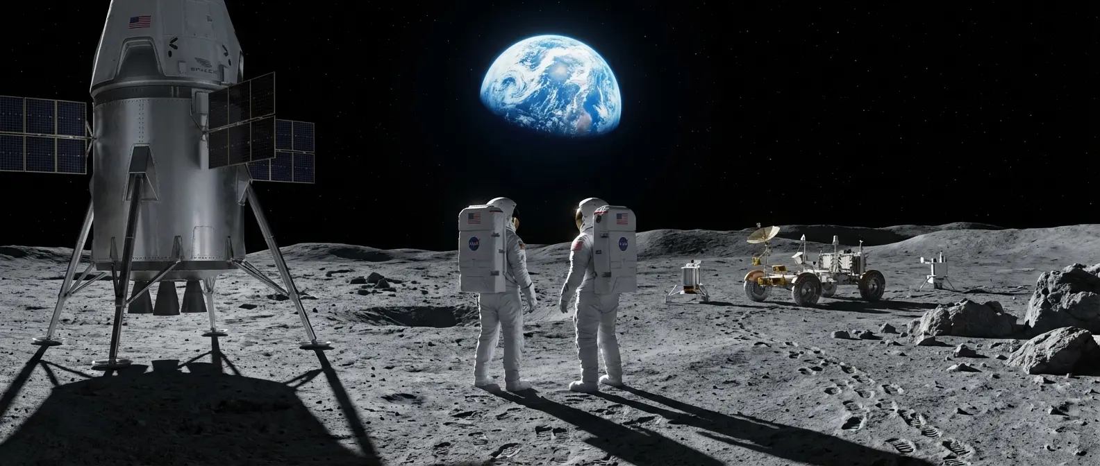 NASA Artemis III mission patch showing lunar landing timeline for 2026 return