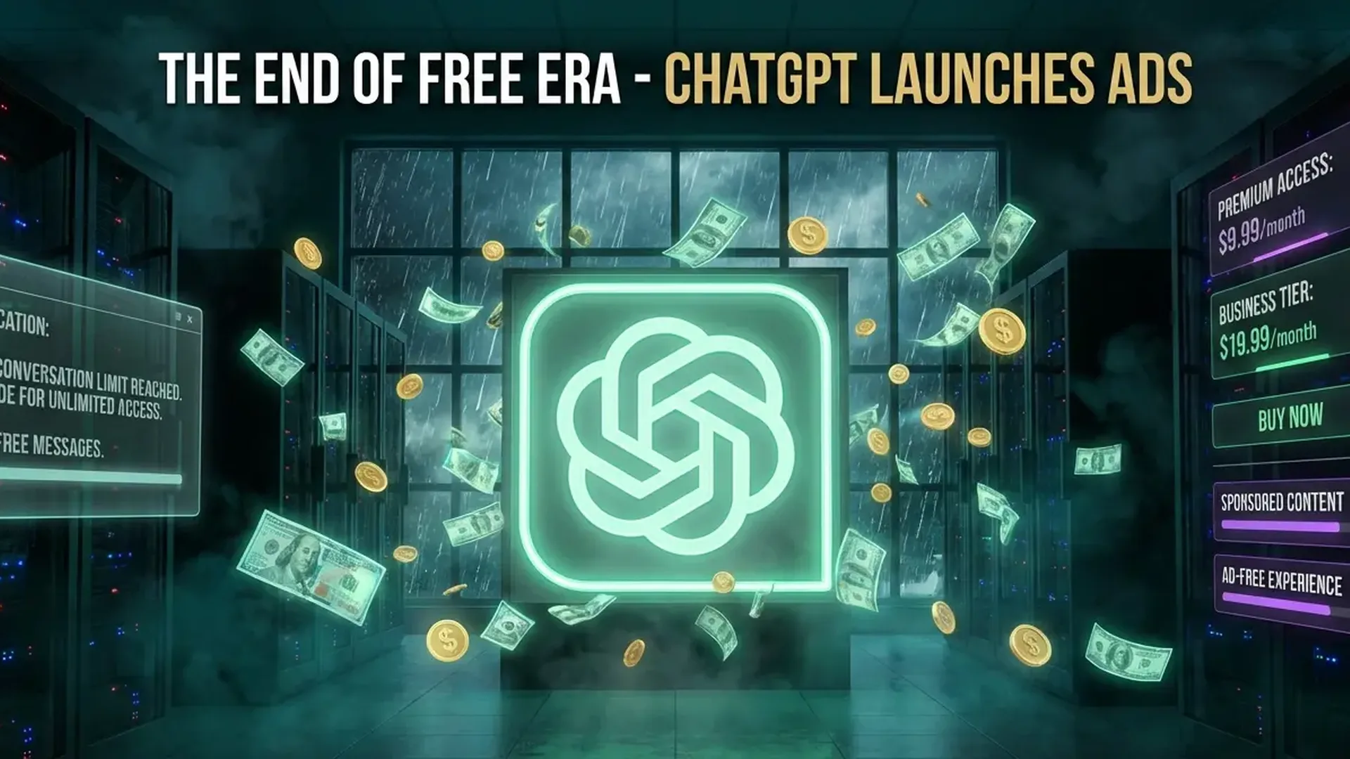 ChatGPT interface showing new advertising integration and placement