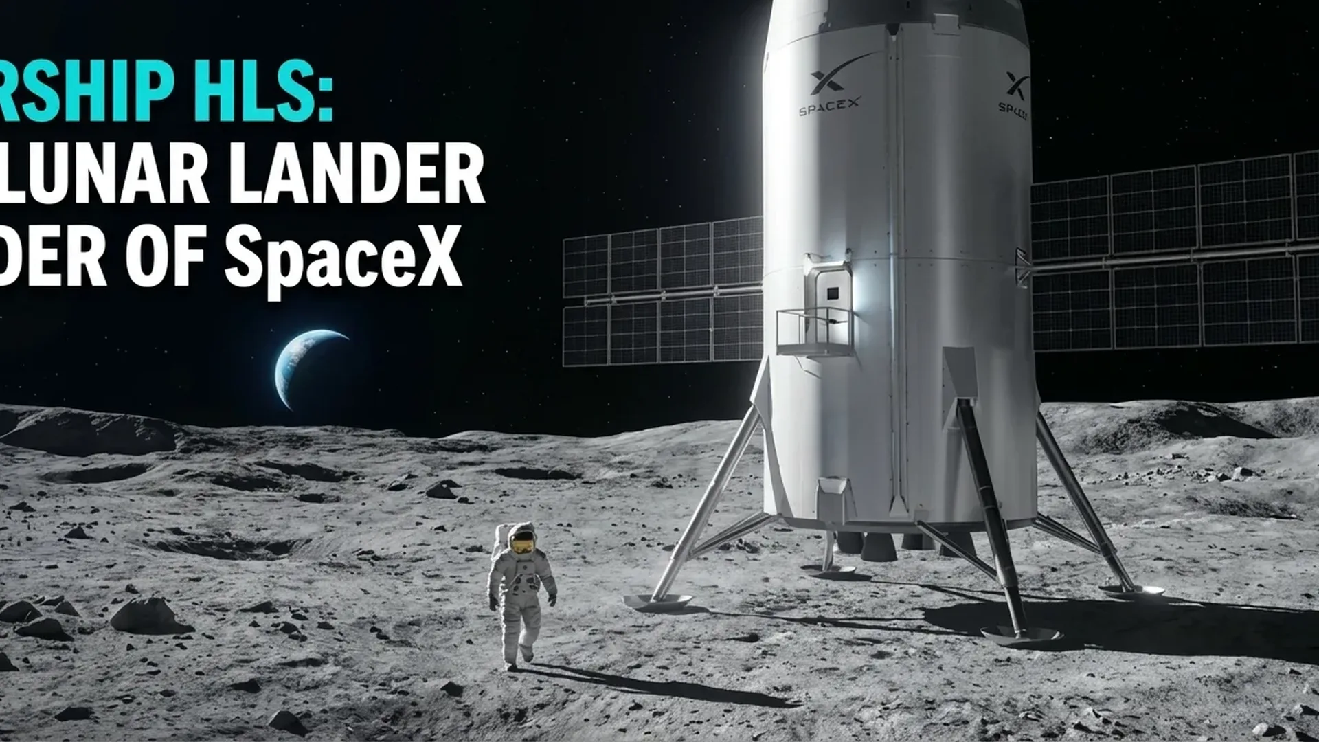 SpaceX Starship HLS lunar lander towering 50 meters for Moon surface operations