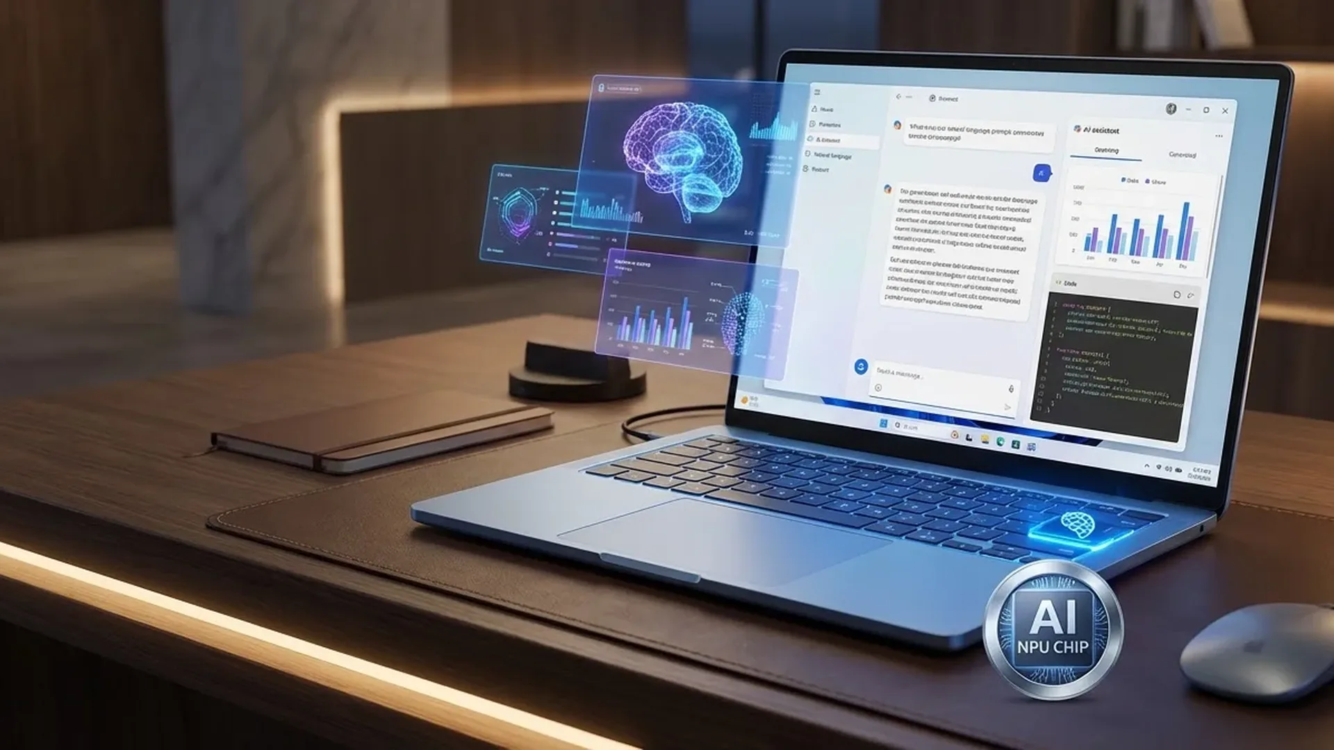 AI laptop comparison chart showing NPU performance metrics and real-world benefits in 2026