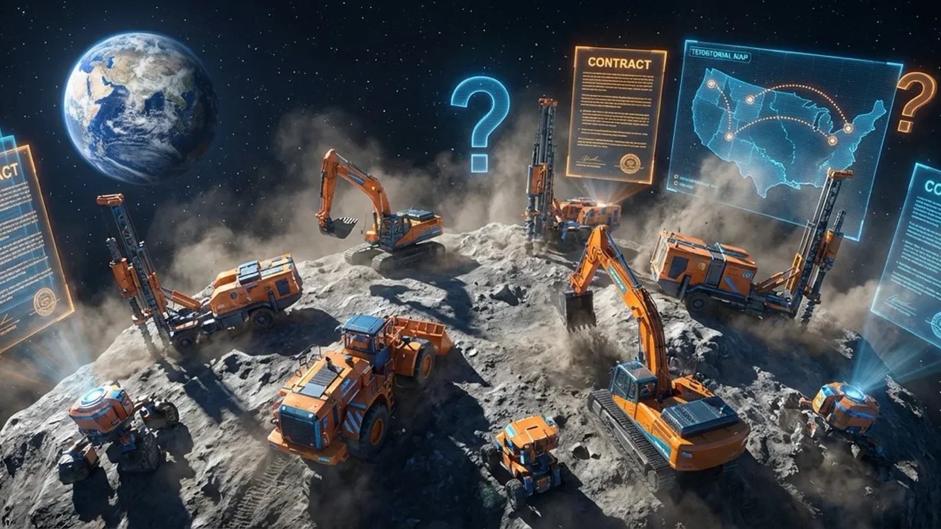 AstroForge robotic mining operation on asteroid 33 Polyhymnia showing legal complexities of space resource extraction