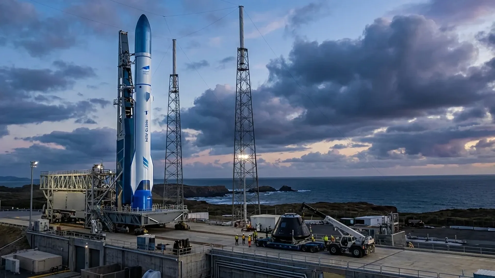 Ο πύραυλος New Glenn της Blue Origin με τους 7 κινητήρες BE-4 στο ακρωτήριο Κανάβεραλ