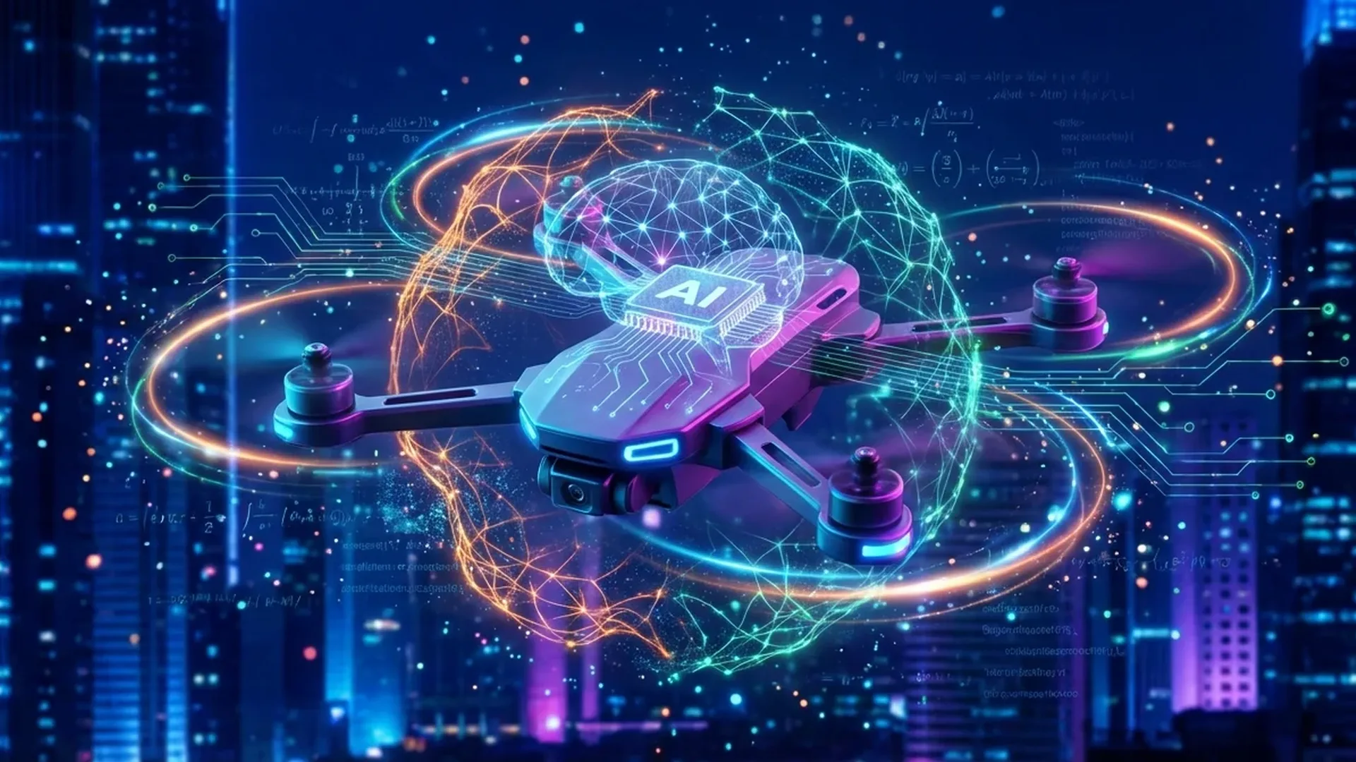 AI-powered drone with computer vision technology demonstrating autonomous flight and object detection capabilities