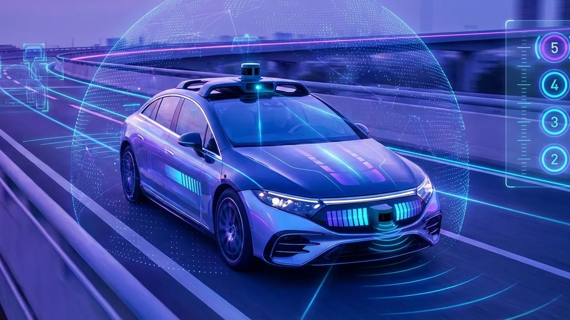 SAE autonomous driving levels chart showing progression from Level 2 ADAS to Level 5 full autonomy with Tesla FSD and Waymo examples