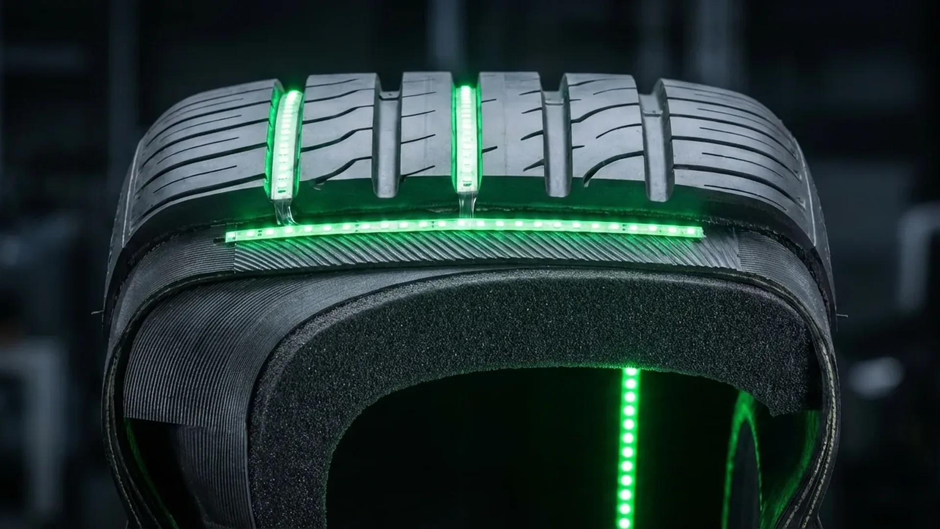 Specialized EV tire showing reinforced sidewall and low rolling resistance tread pattern designed for electric vehicles