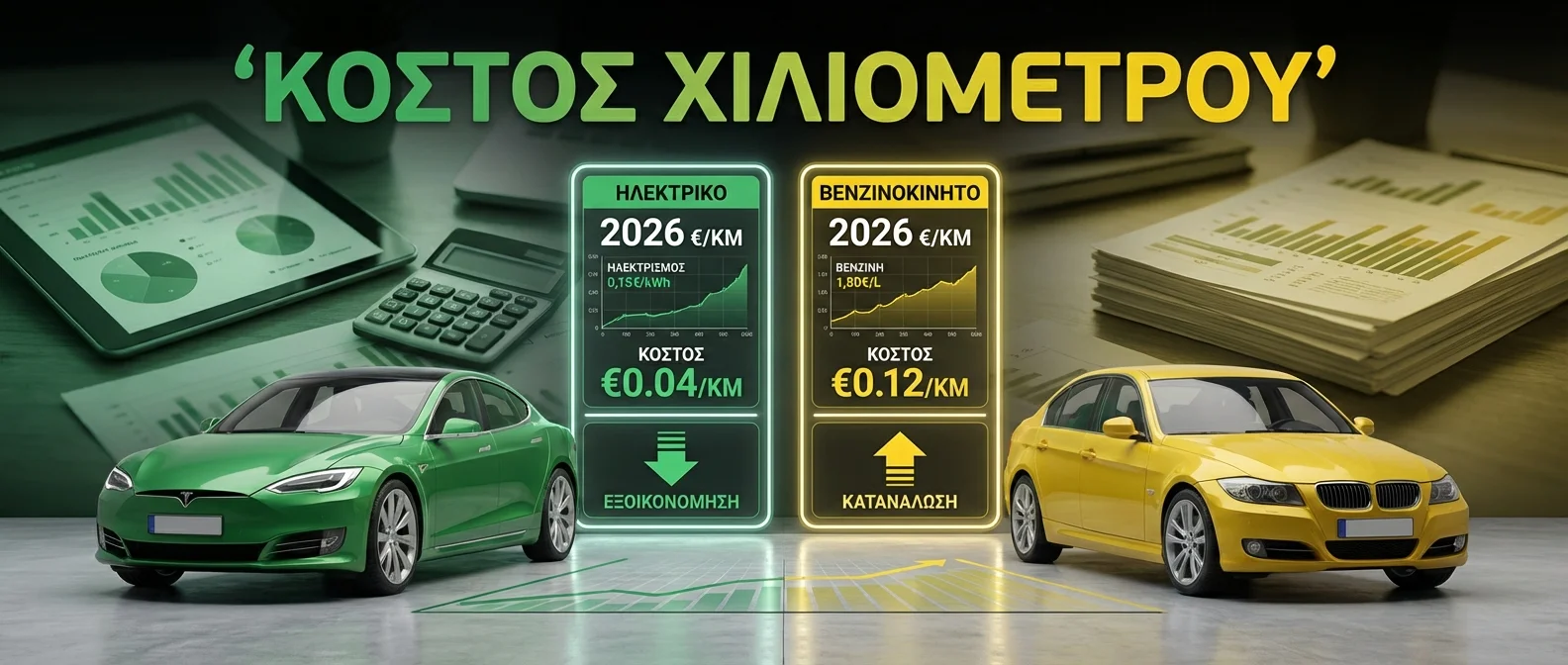 EV leasing vs buying cost comparison charts and calculations for Greece market