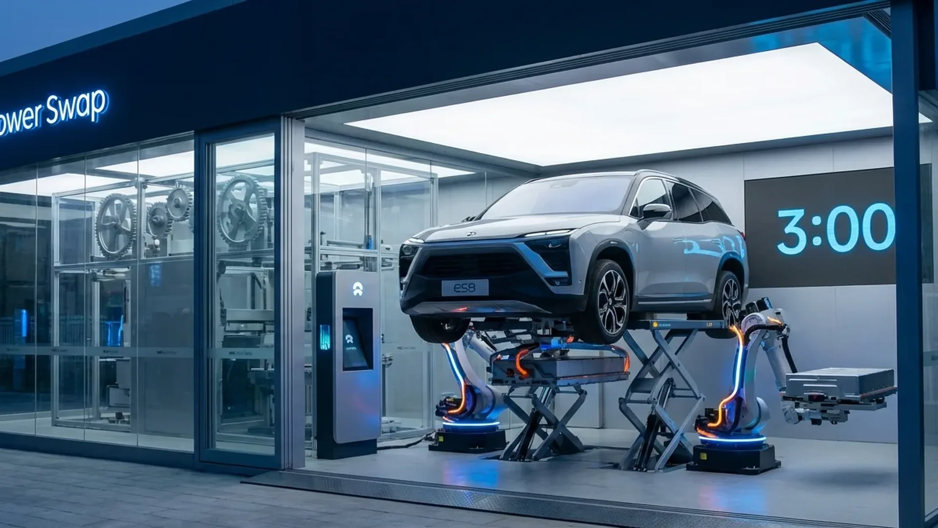 Σταθμός Nio Battery Swap με αυτόματη αλλαγή μπαταρίας σε 3 λεπτά