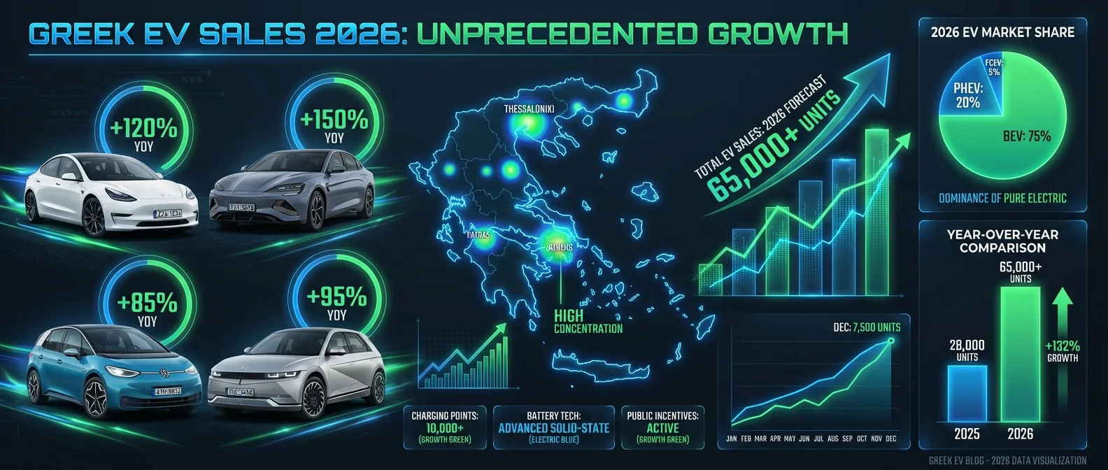 Greece EV sales statistics chart showing 36% growth and 12.4% market share in 2024