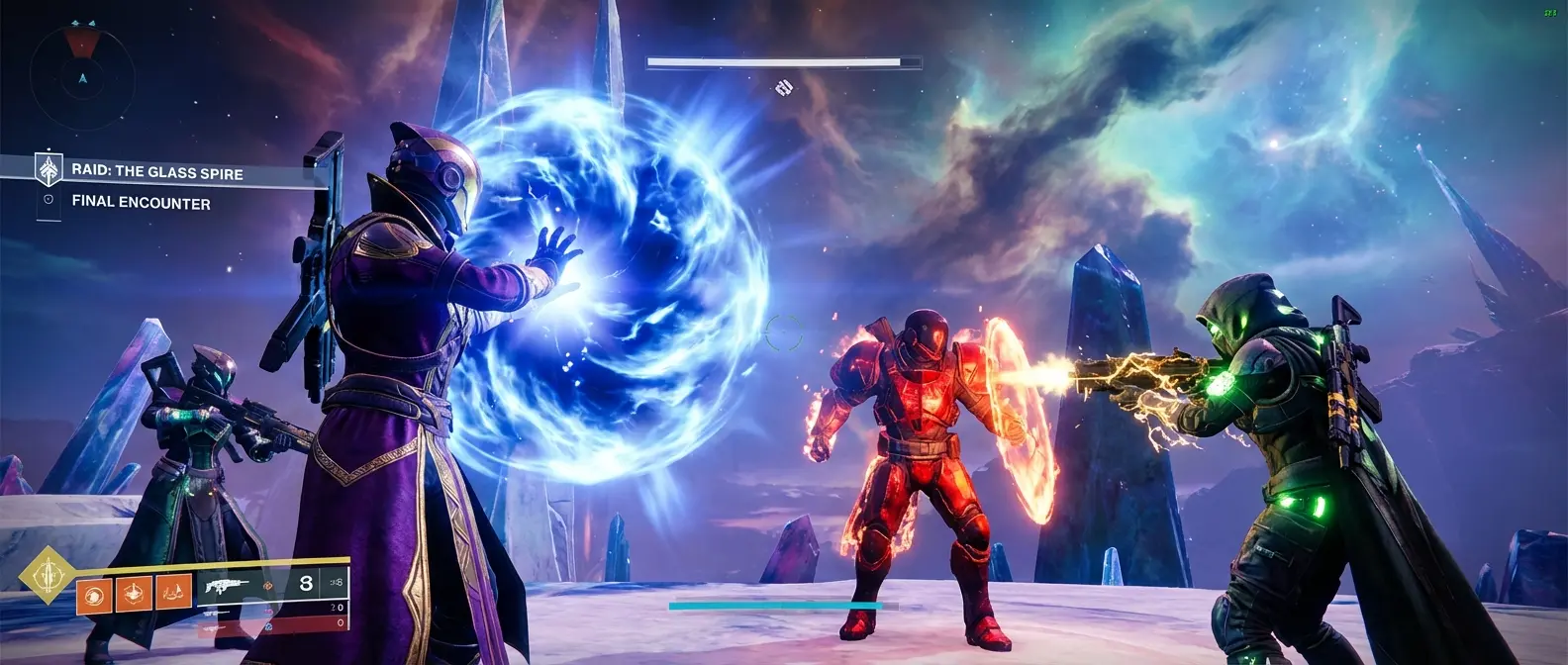 Destiny 2 looter shooter gameplay with space fantasy elements