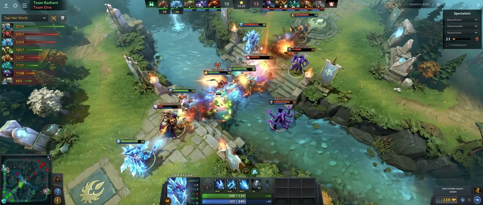 Dota 2 strategic gameplay with heroes and ancient defense