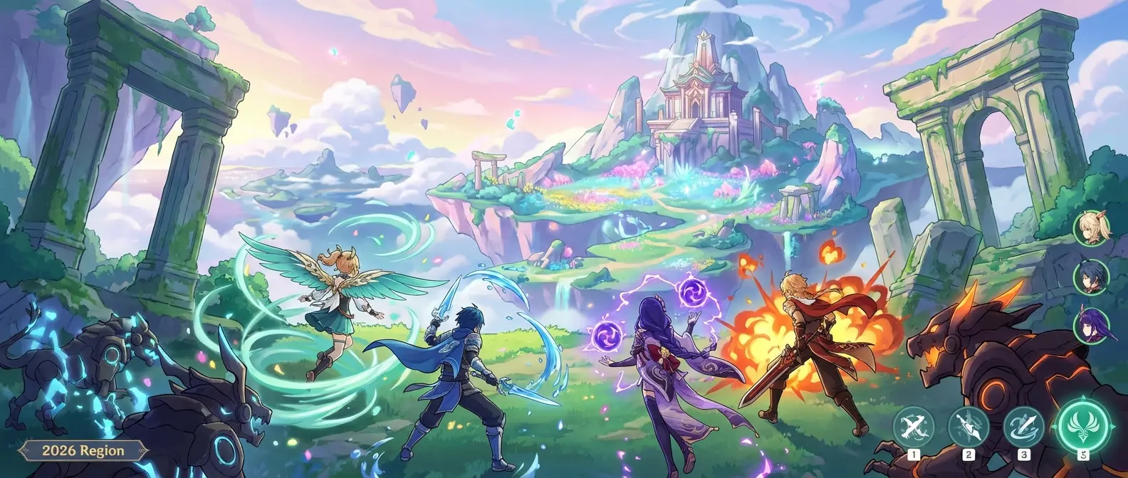 Genshin Impact open world exploration with elemental combat system