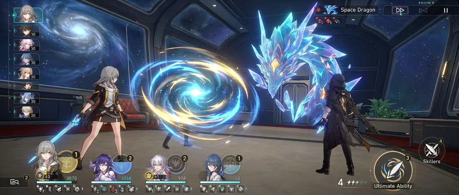 Honkai Star Rail turn-based RPG combat and story sequences