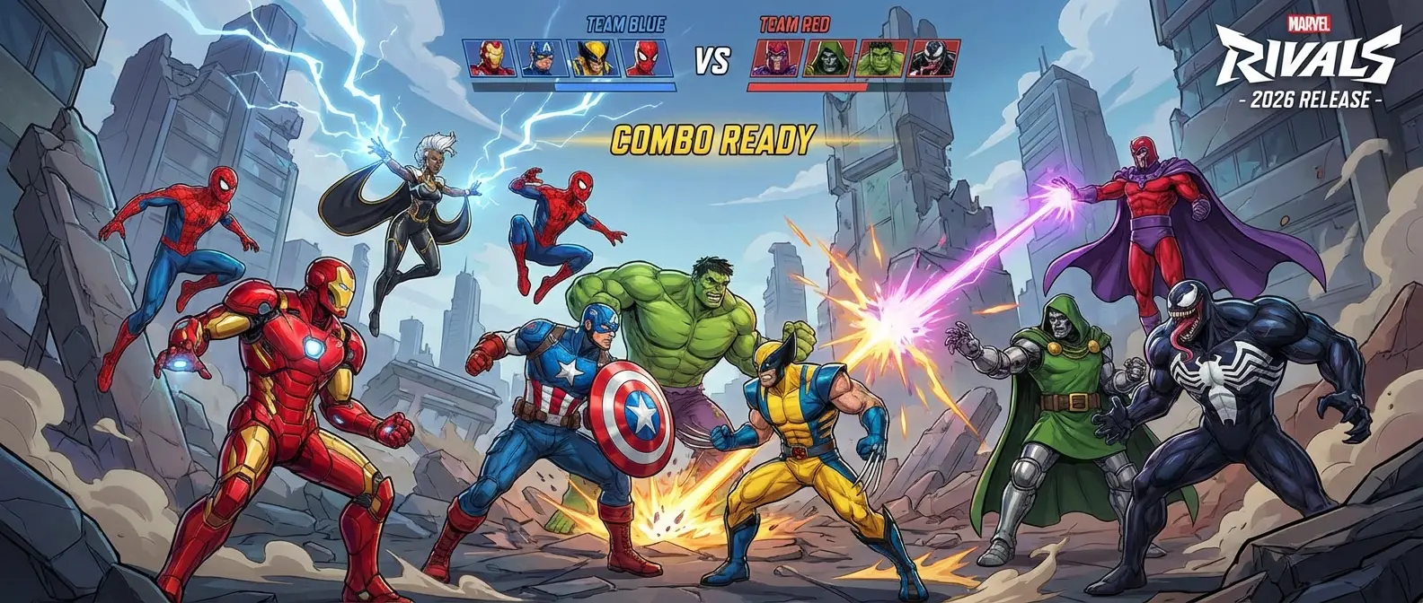 Marvel Rivals superhero team battles with iconic Marvel characters