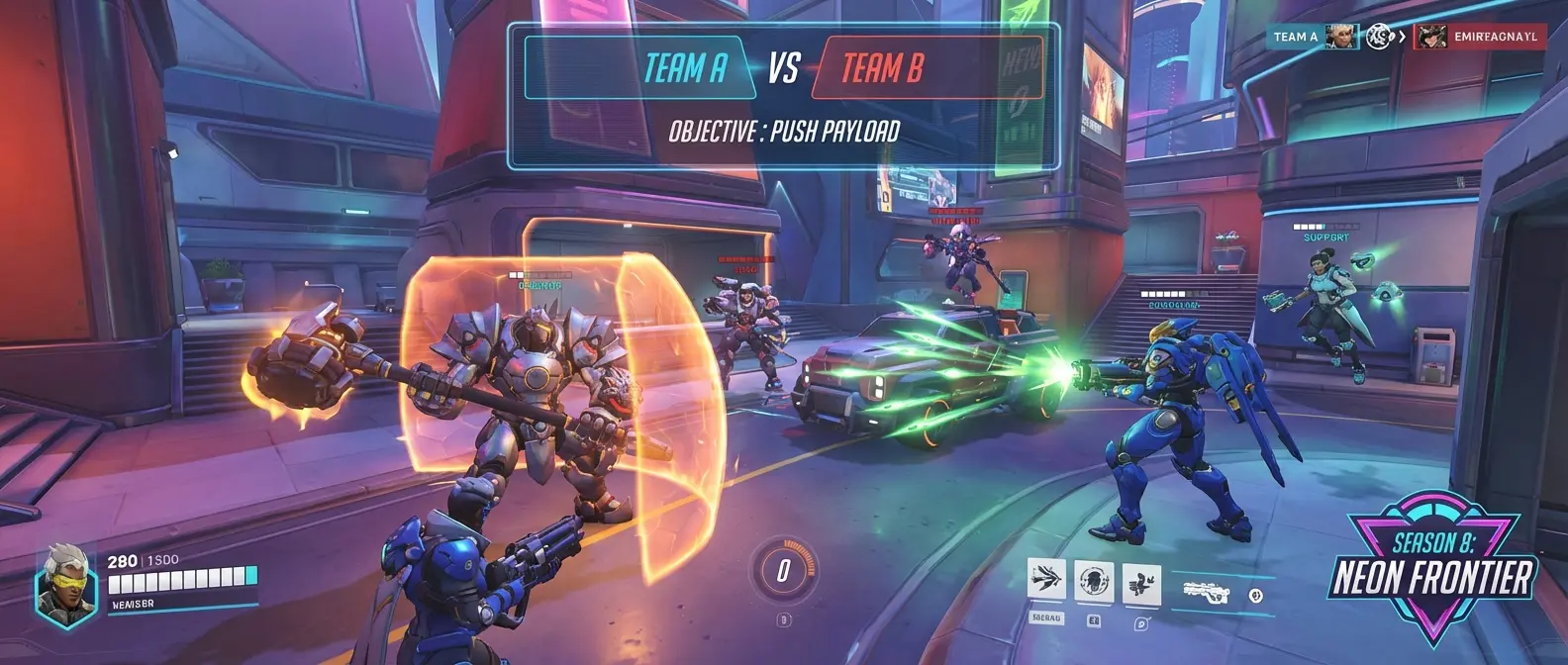 Overwatch 2 hero shooter gameplay with team-based objectives