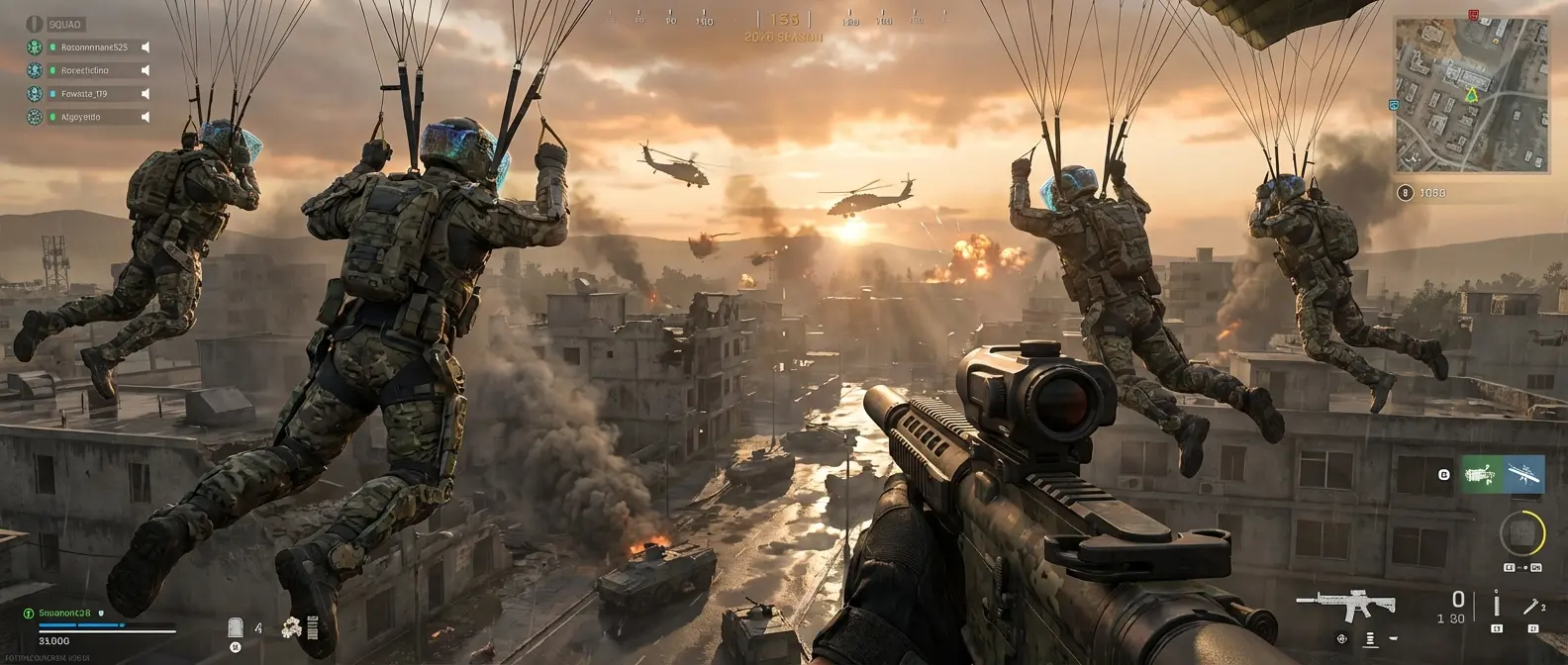 Call of Duty Warzone battle royale action with squad combat