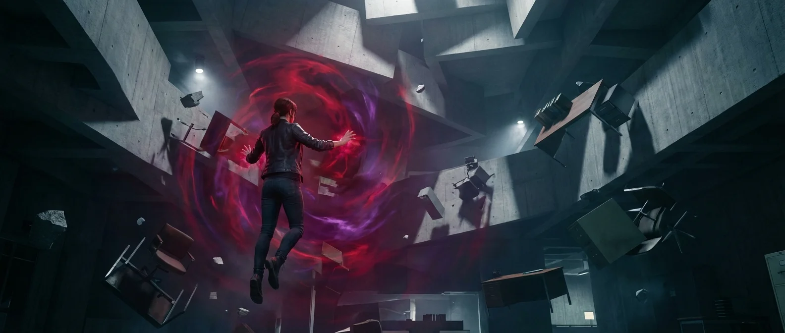 Control Resonant gameplay showing Dylan Faden wielding the Aberrant weapon in Manhattan streets