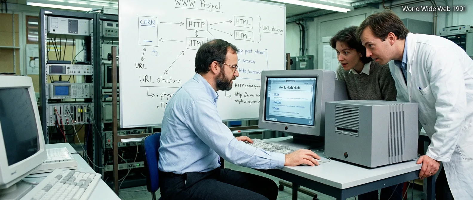 CERN laboratory 1991 where Tim Berners-Lee created the first World Wide Web server