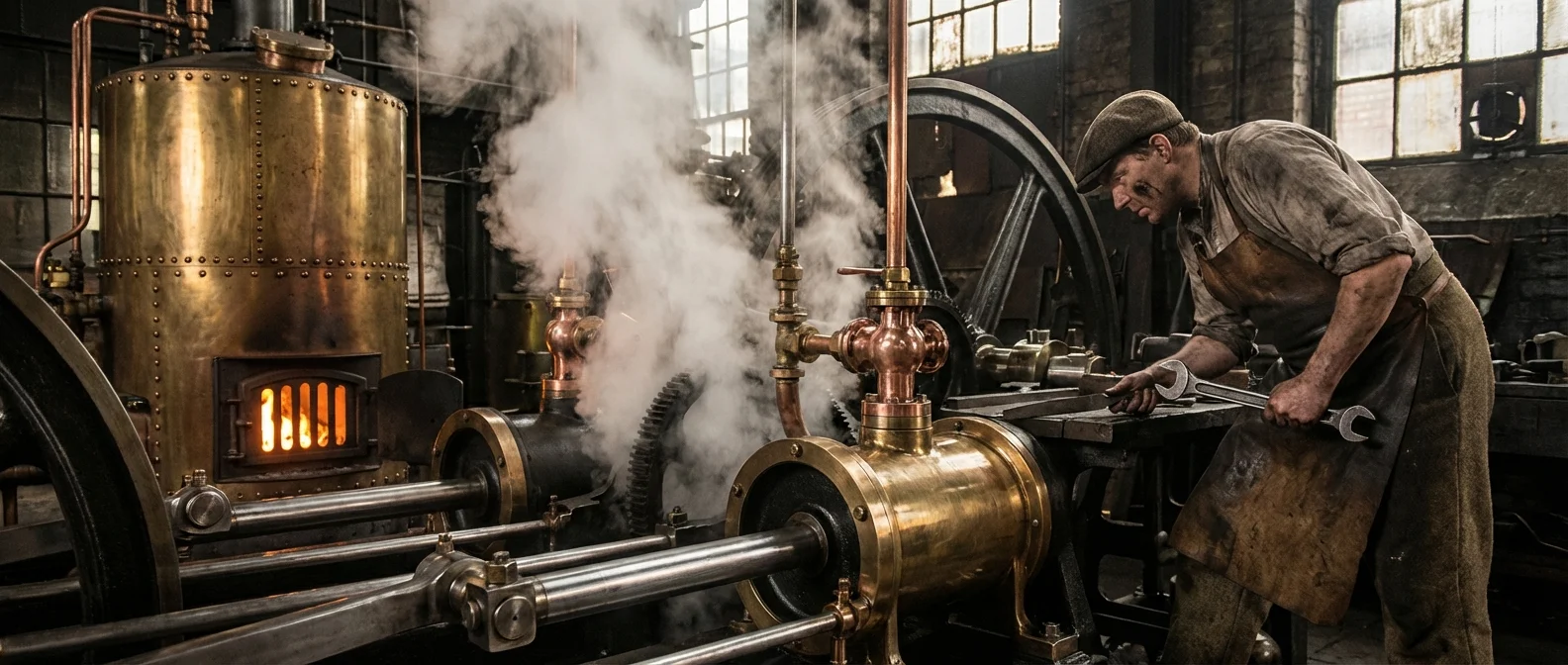 James Watt's improved steam engine driving industrial transformation