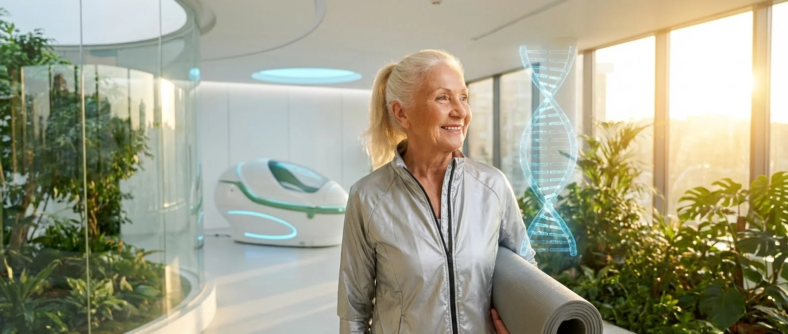 Scientists working on anti-aging research with CRISPR and cellular reprogramming technology in laboratory