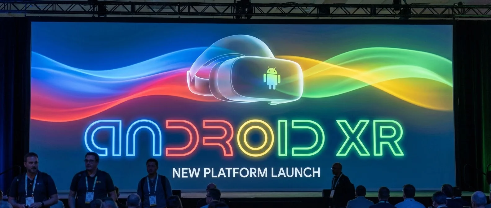 Google Android XR operating system interface with Samsung Galaxy XR headset launch announcement