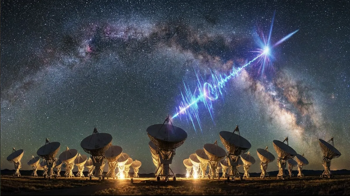 Advanced radio telescope array detecting mysterious Fast Radio Burst from distant galaxy