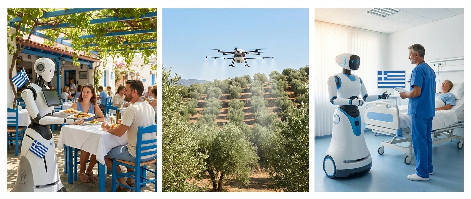 Robot waiters serving food in Greek restaurants with LiDAR navigation systems