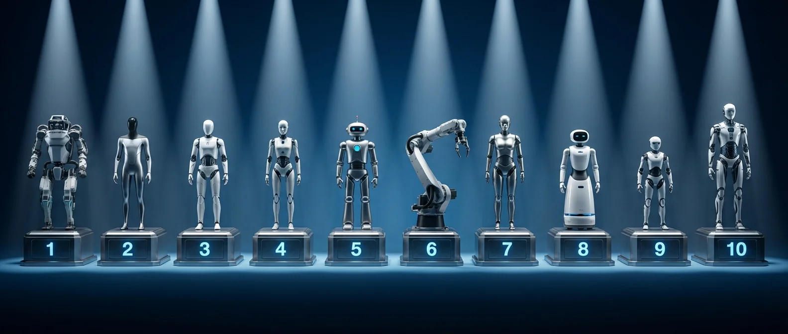 Complete ranking comparison of the top 10 humanoid robots available in 2026, showing Tesla Optimus, Boston Dynamics Atlas, and Figure 02