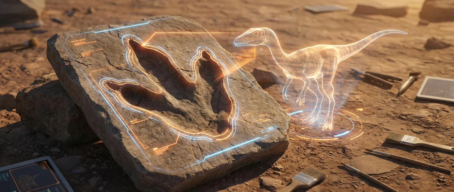 DinoTracker τεχνητή νοημοσύνη αναλύει απολίθωμα αποτύπωμα δεινοσαύρου με 90% ακρίβεια