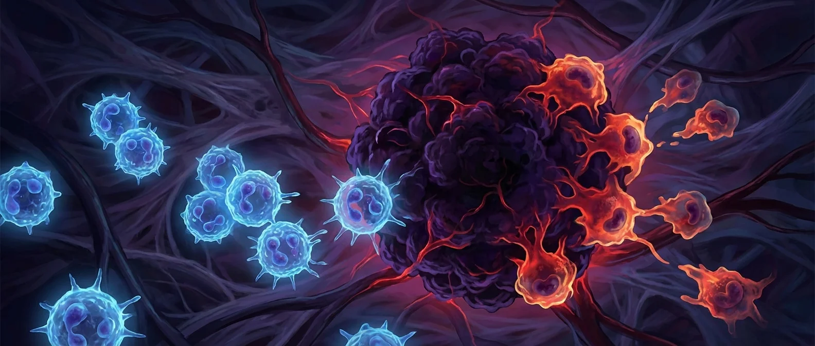 Neutrophils being reprogrammed by cancer cells to support tumor growth instead of fighting it