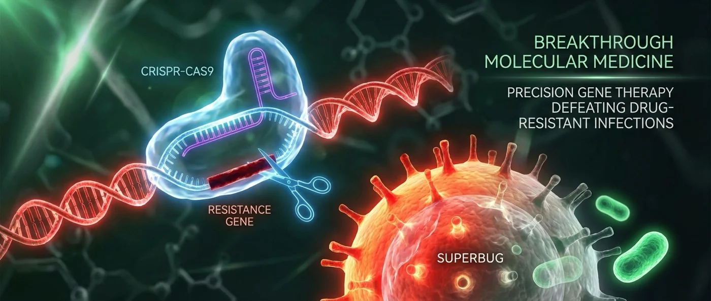 CRISPR gene editing technology targeting antibiotic resistance genes in bacterial cells under laboratory conditions