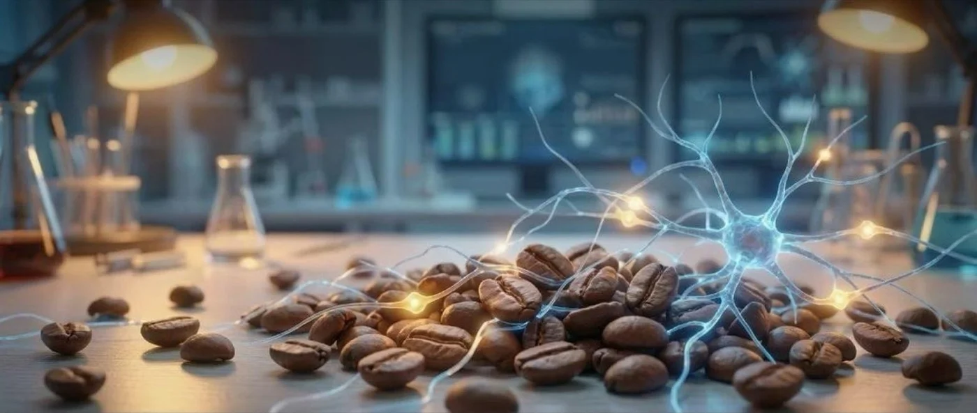 Brain scan showing neuroprotective effects of caffeine consumption on cognitive function and dementia prevention