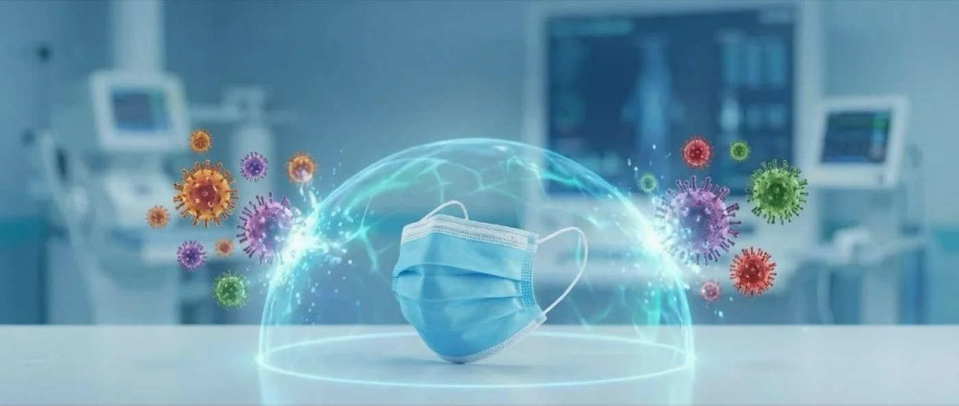 Scientist holding revolutionary nasal spray that provides universal flu protection against all strains