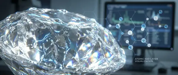 Diamonds Have Ice-Like Water Layers at Room Temperature