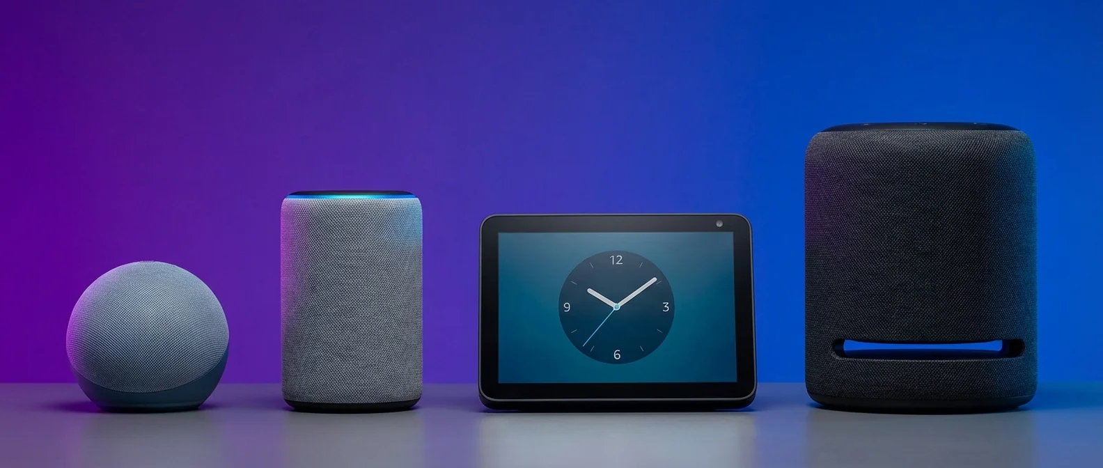 Amazon Echo 2026 complete model lineup showing all devices from Echo Pop to Echo Studio with price comparison