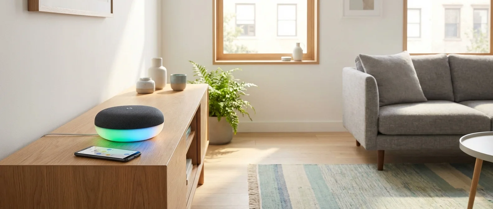 Google Home 2026 app interface showing redesigned dashboard with Gemini AI integration and smart device controls