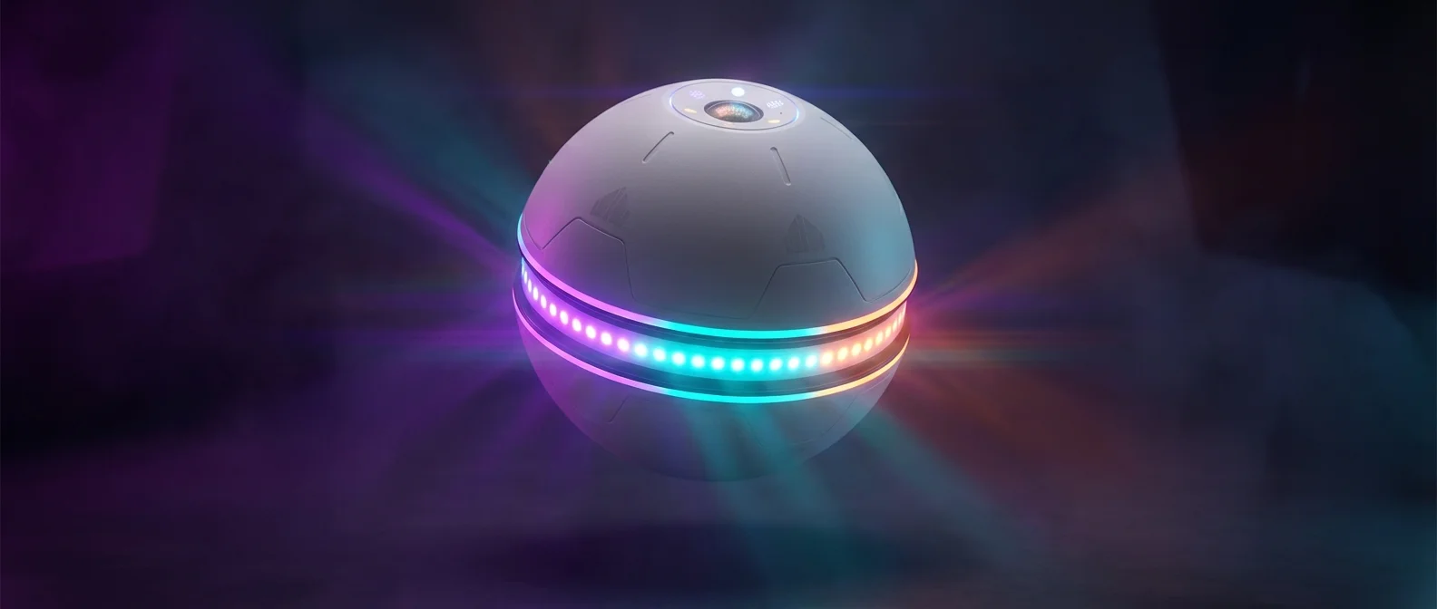 Homey Pro Mini smart home hub on white background showing compact spherical design