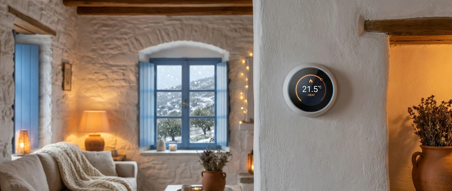 Five top-rated smart thermostats for European homes displayed on modern wall with temperature readings