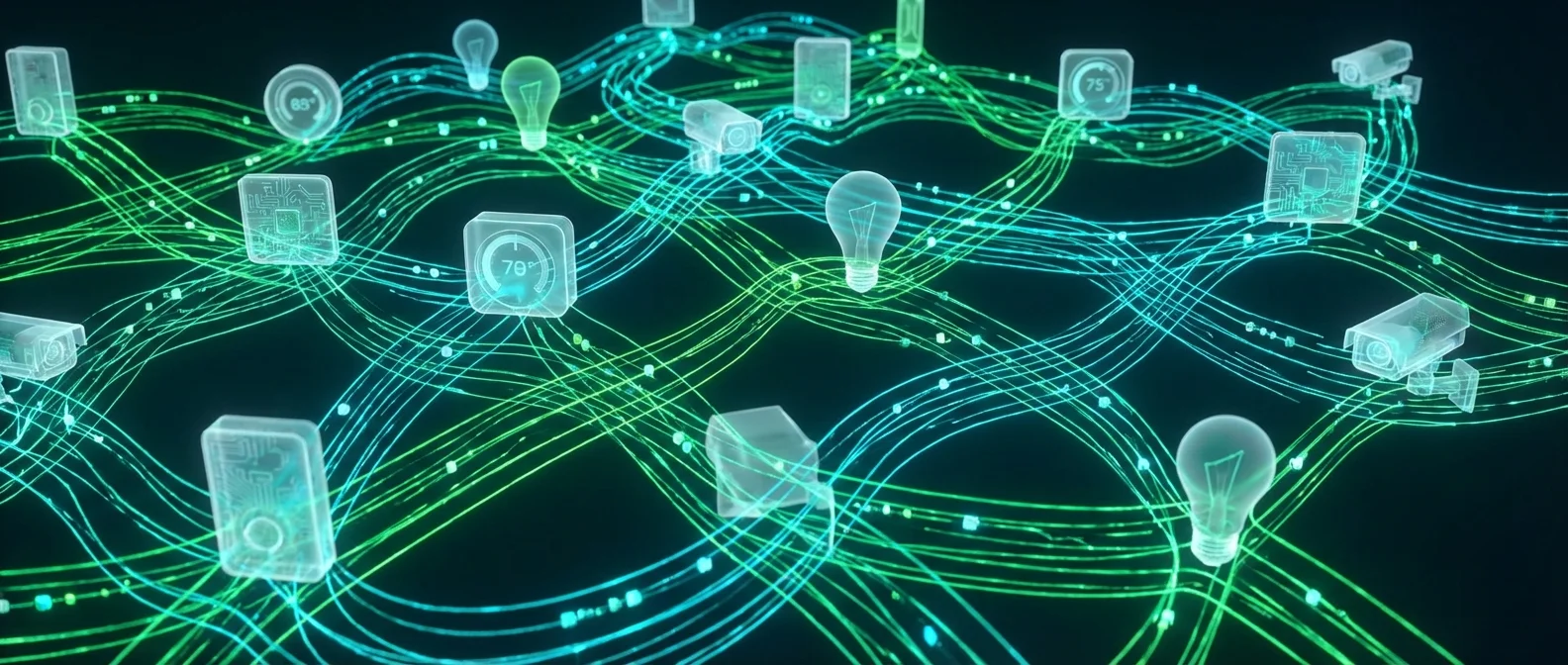 Thread protocol mesh network diagram showing IPv6-based smart home device connectivity