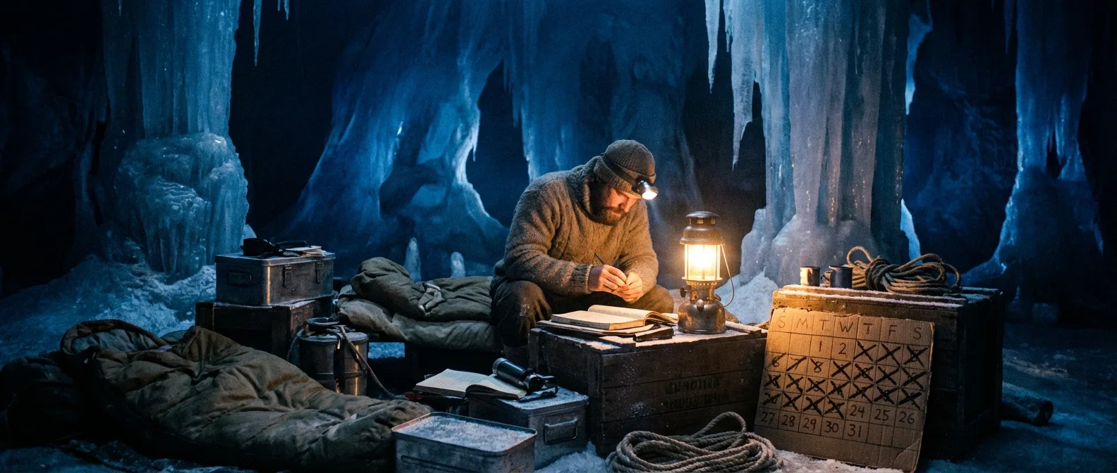 Michel Siffre emerging from his underground cave experiment after months of isolation without time cues