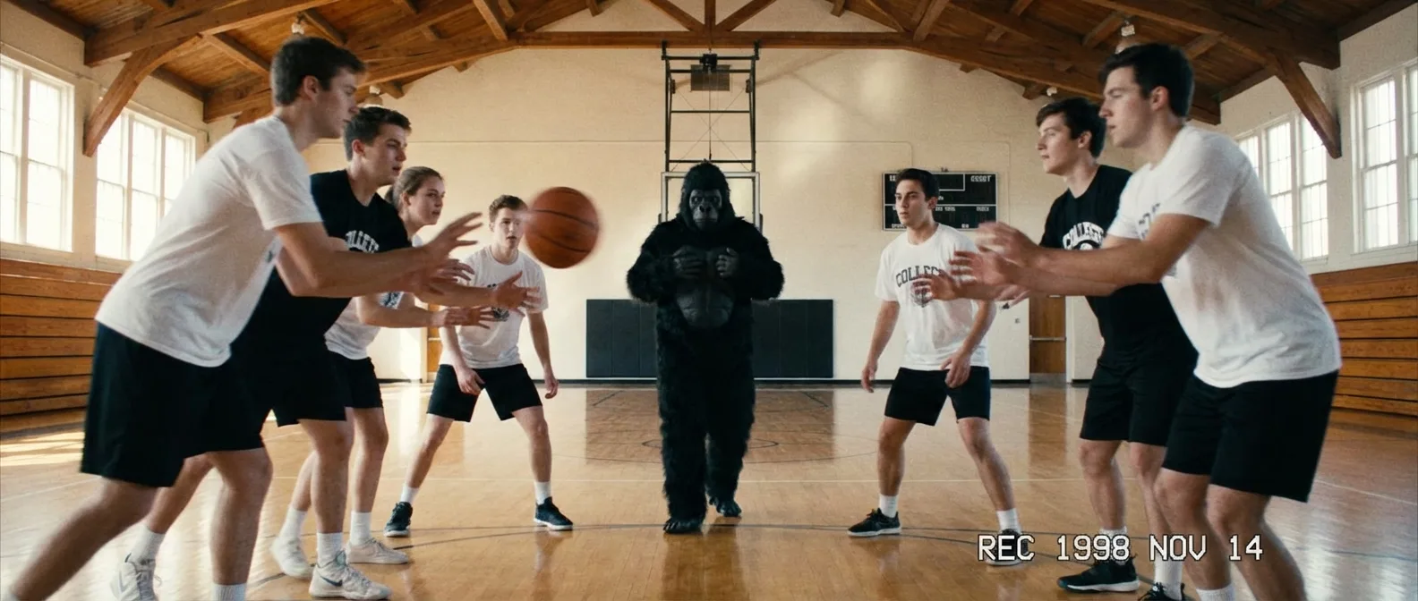 Harvard students participating in the famous invisible gorilla psychology experiment by Daniel Simons and Christopher Chabris