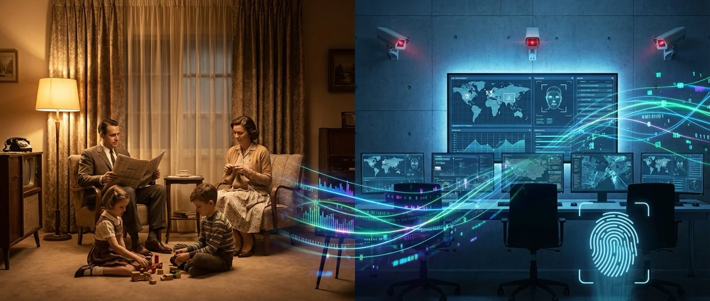 Historical timeline showing the evolution of privacy from medieval times to modern digital surveillance