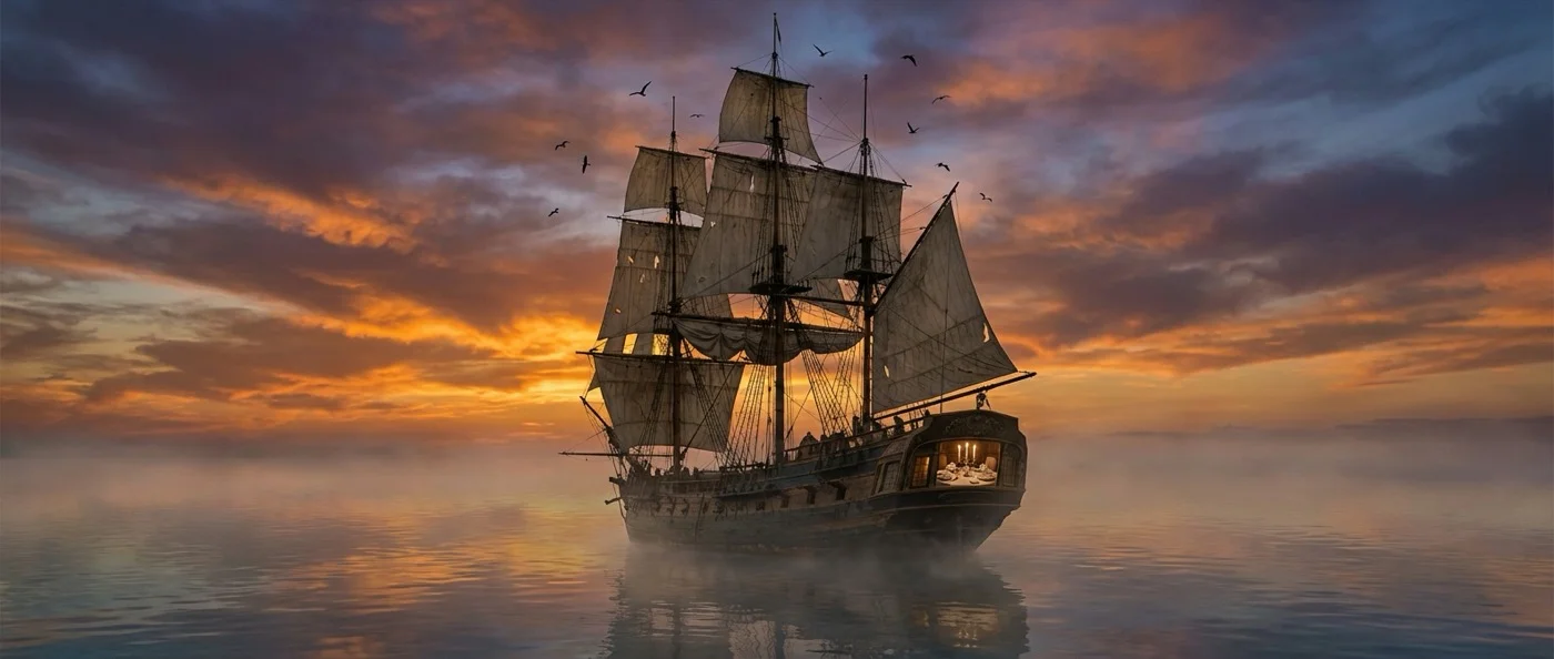 The Mary Celeste merchant brigantine found sailing unmanned in the Atlantic Ocean in 1872 with crew mysteriously vanished