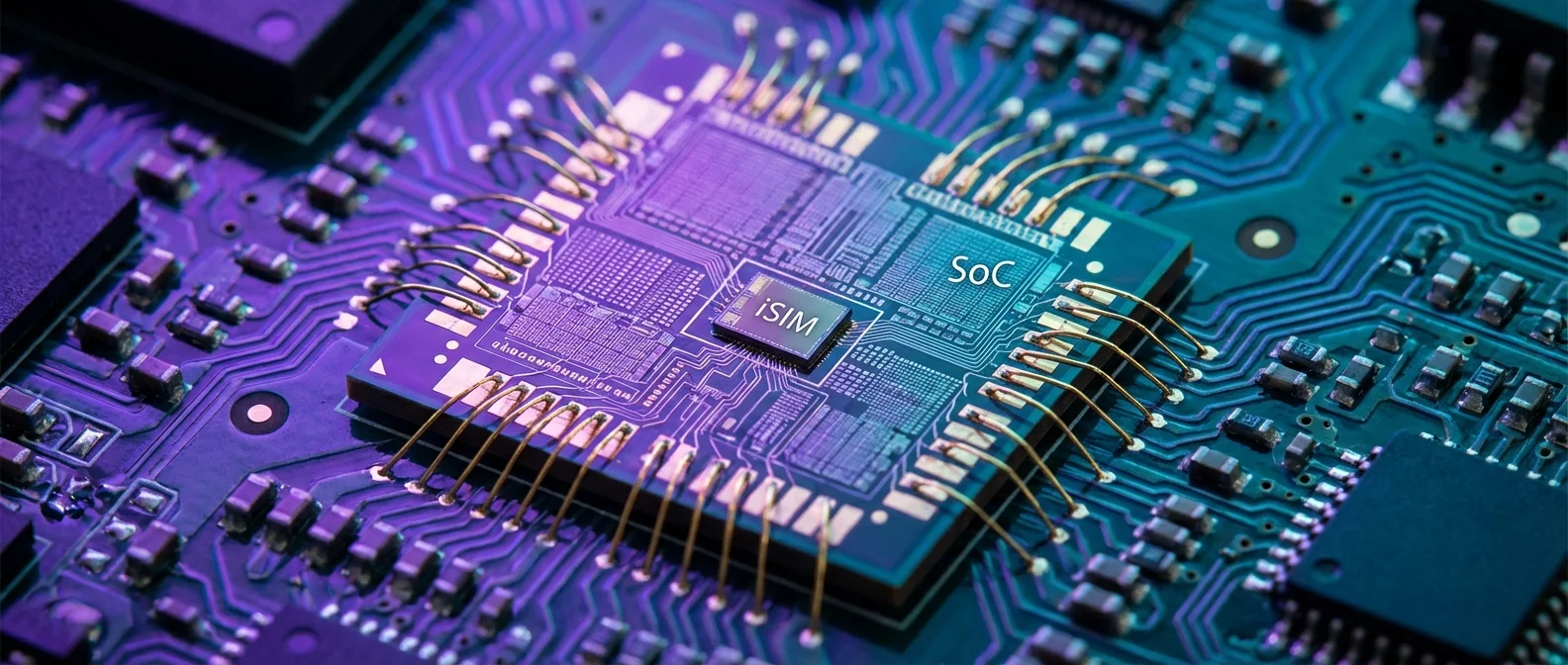 iSIM integrated SIM technology comparison with eSIM showing processor-embedded connectivity solution