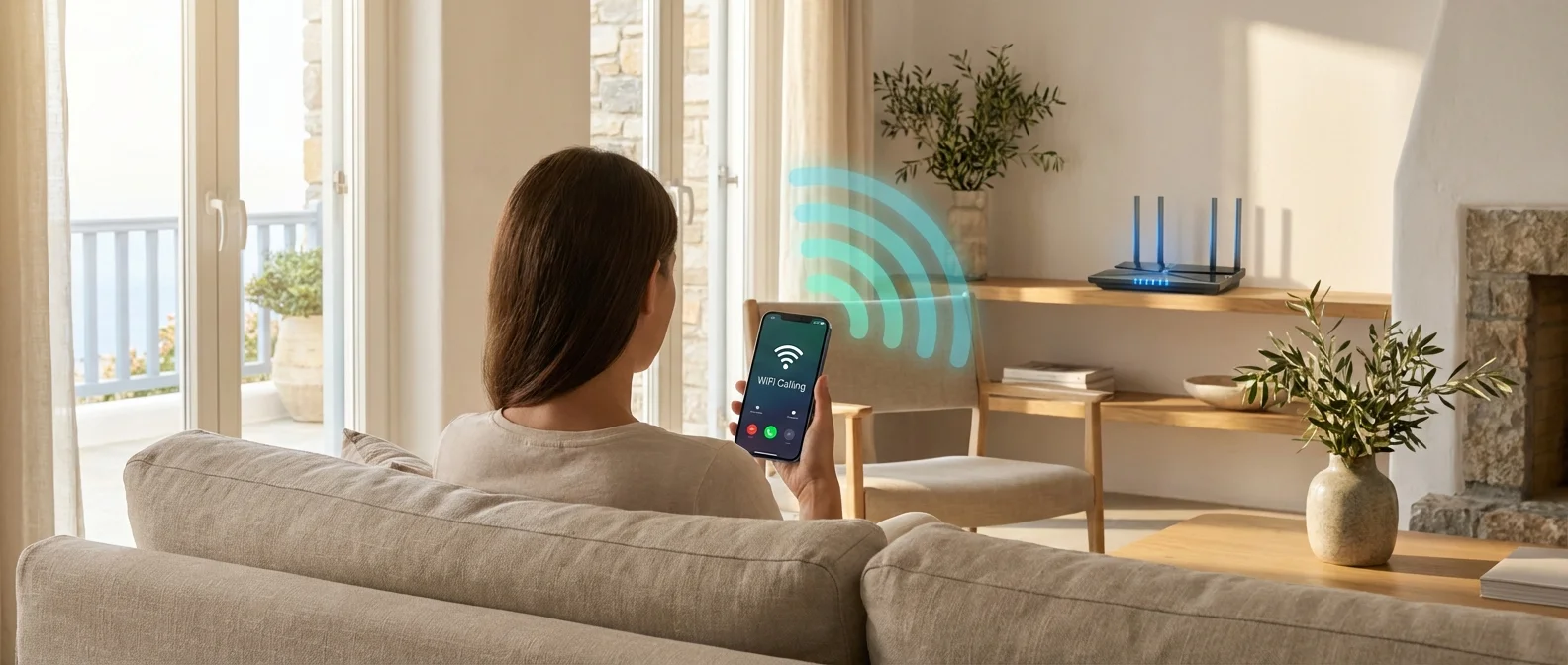 WiFi Calling ενεργοποίηση σε smartphone με σήμα WiFi και κλήση