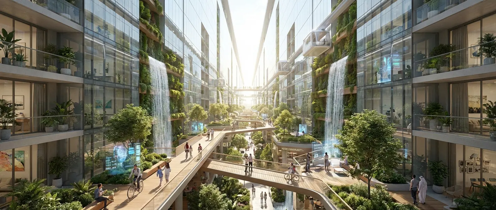 The Line NEOM - Artist rendering of the 170-kilometer linear city in Saudi Arabian desert