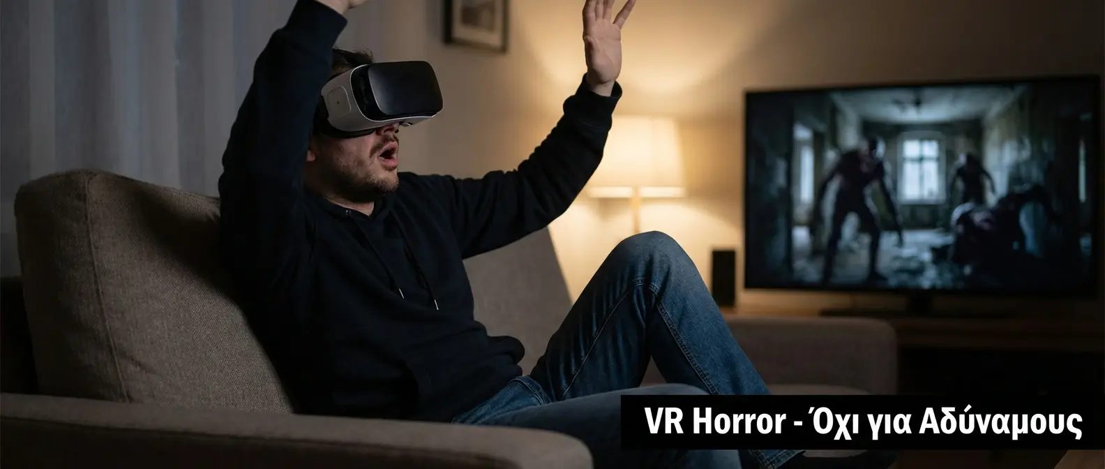 VR Horror Scared Player Reaction - αντίδραση παίκτη σε τρομακτικό VR game