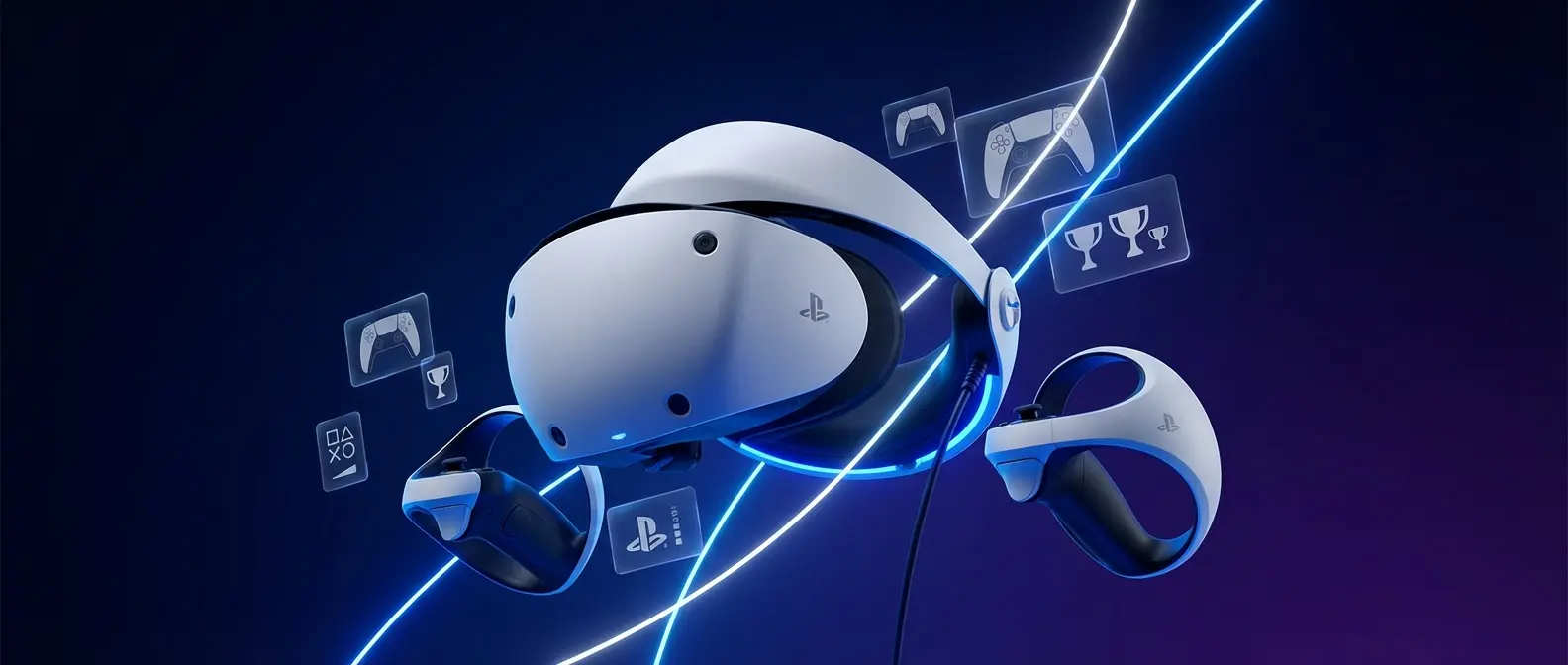 PlayStation VR2 headset connected to PS5 console setup