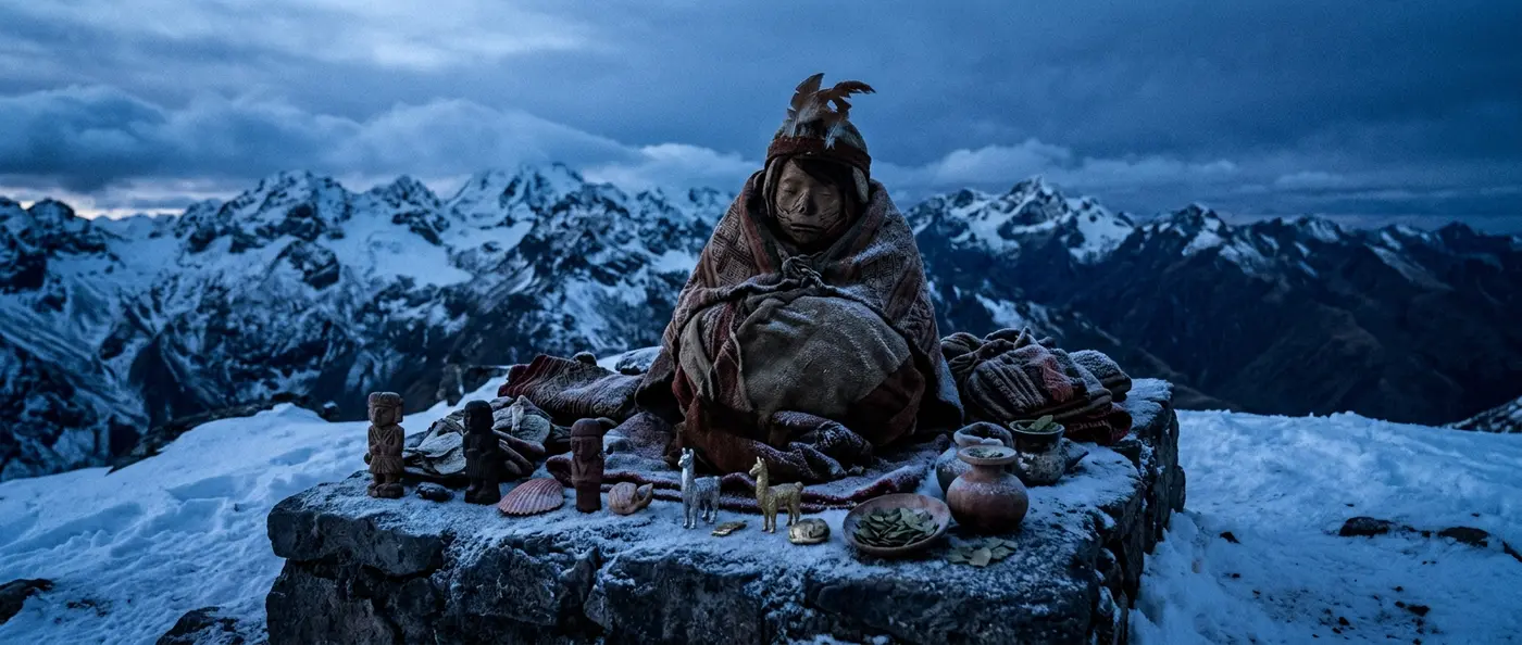 CT scan revealing perfectly preserved Inca child mummy from high-altitude sacrifice ritual