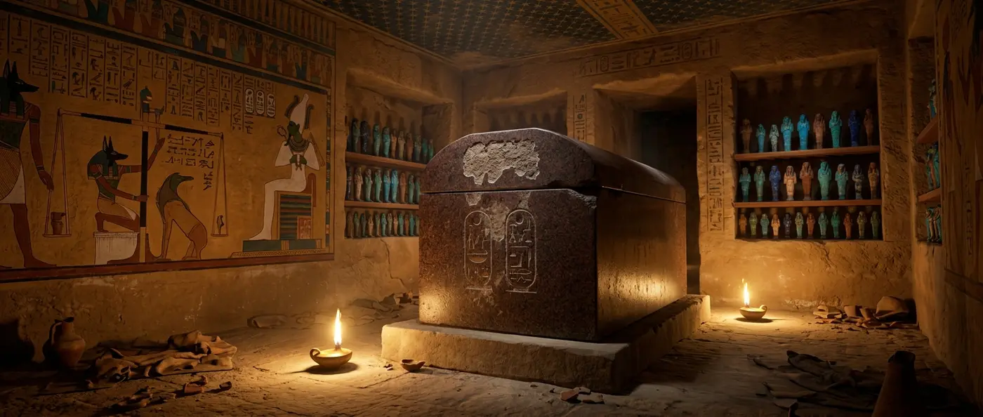Ancient Egyptian tomb showing evidence of pharaoh theft and hijacking