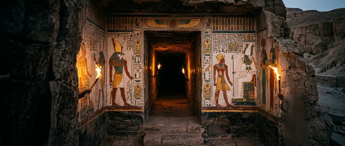 Valley of Kings: Hidden royal tombs carved into Egyptian limestone cliffs showing ancient burial chambers